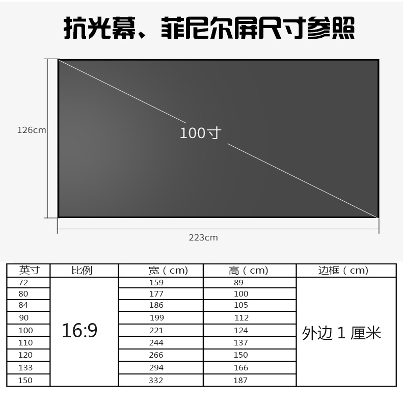 激光电视抗光幕布100吋菲涅尔硬屏台湾黑栅超短焦窄边画框软幕-图0