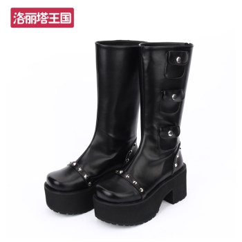 Angelic imprint winter new lolita Lolita thick-soled platform boots super cool rivet boots 8826