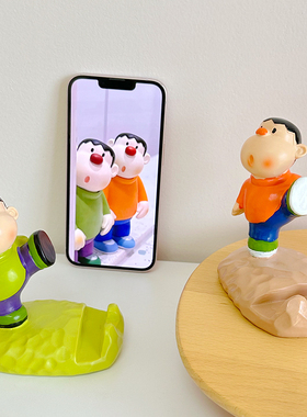 懒人胖虎手机支架桌面潮玩摆件