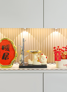 可爱招财猫入户玄关钥匙收纳摆件