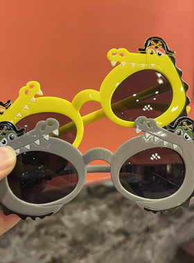 小海盗儿童太阳镜卡通宝宝拍照男童女童走秀防紫外线儿童鳄鱼墨镜