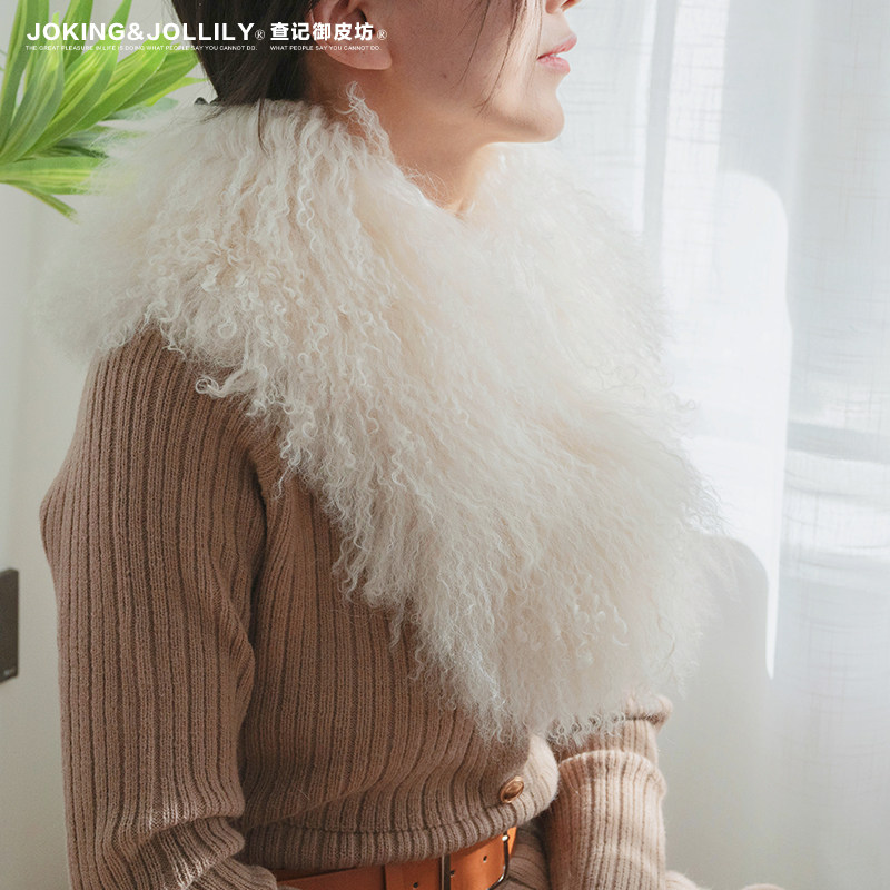 [御皮坊]真毛滩羊毛围巾双面整皮皮草毛领子围脖加厚