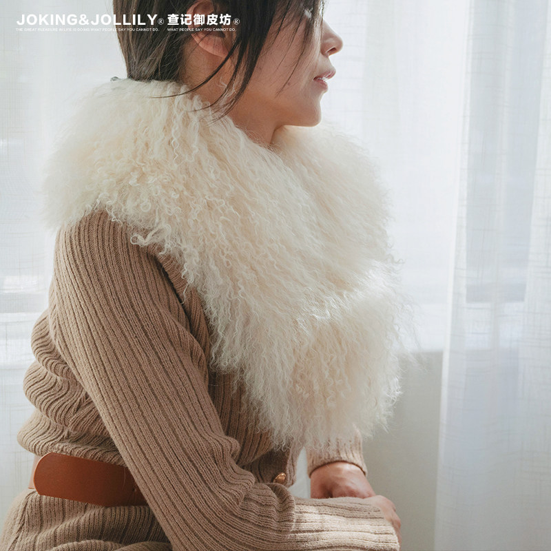 [御皮坊]真毛滩羊毛围巾双面整皮皮草毛领子围脖加厚