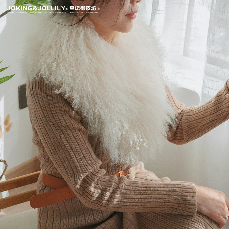 [御皮坊]真毛滩羊毛围巾双面整皮皮草毛领子围脖加厚