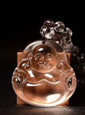 白水晶吊坠弥勒佛笑佛大肚佛挂件男士女款情侣时尚潮流礼物