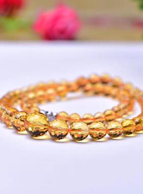 巴西黄水晶塔链女款刻面圆珠项链送女友生日礼物