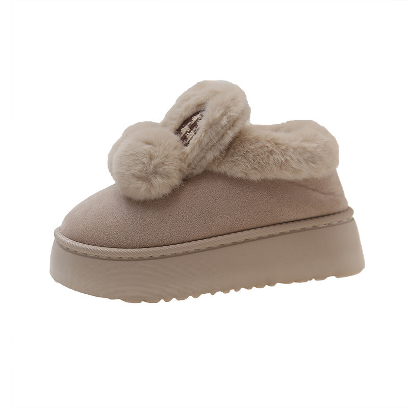 时尚大毛口棉拖鞋女冬季外穿可爱兔耳朵室内居家加绒保暖包跟棉鞋,淘宝优惠券,粉丝福利购,淘宝优惠卷