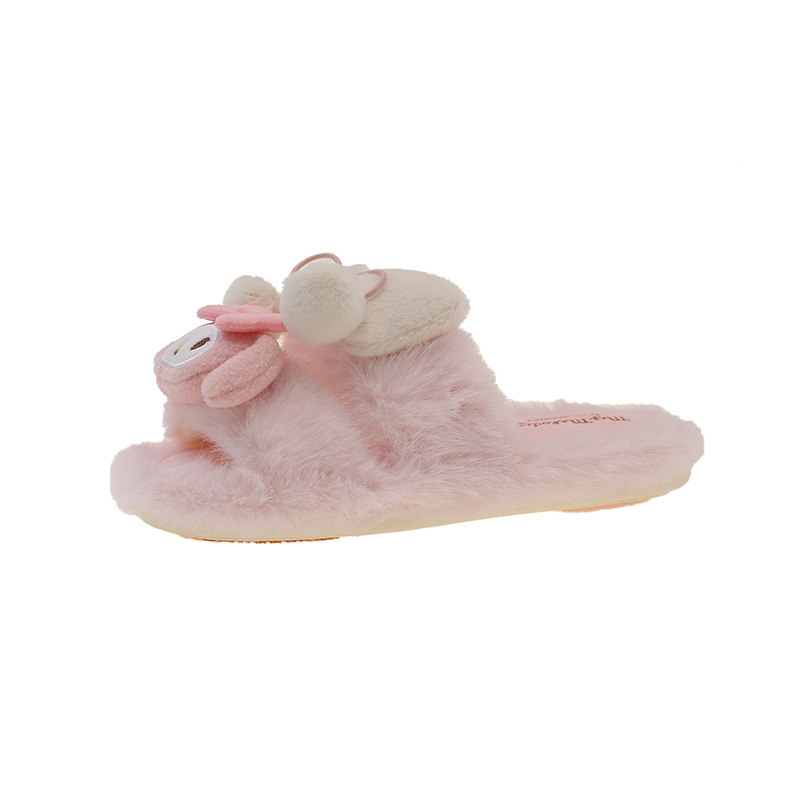 可爱毛毛拖鞋女秋冬季2025新款室内居家防滑一字拖保暖毛绒棉拖鞋,淘宝优惠券,粉丝福利购,淘宝优惠卷
