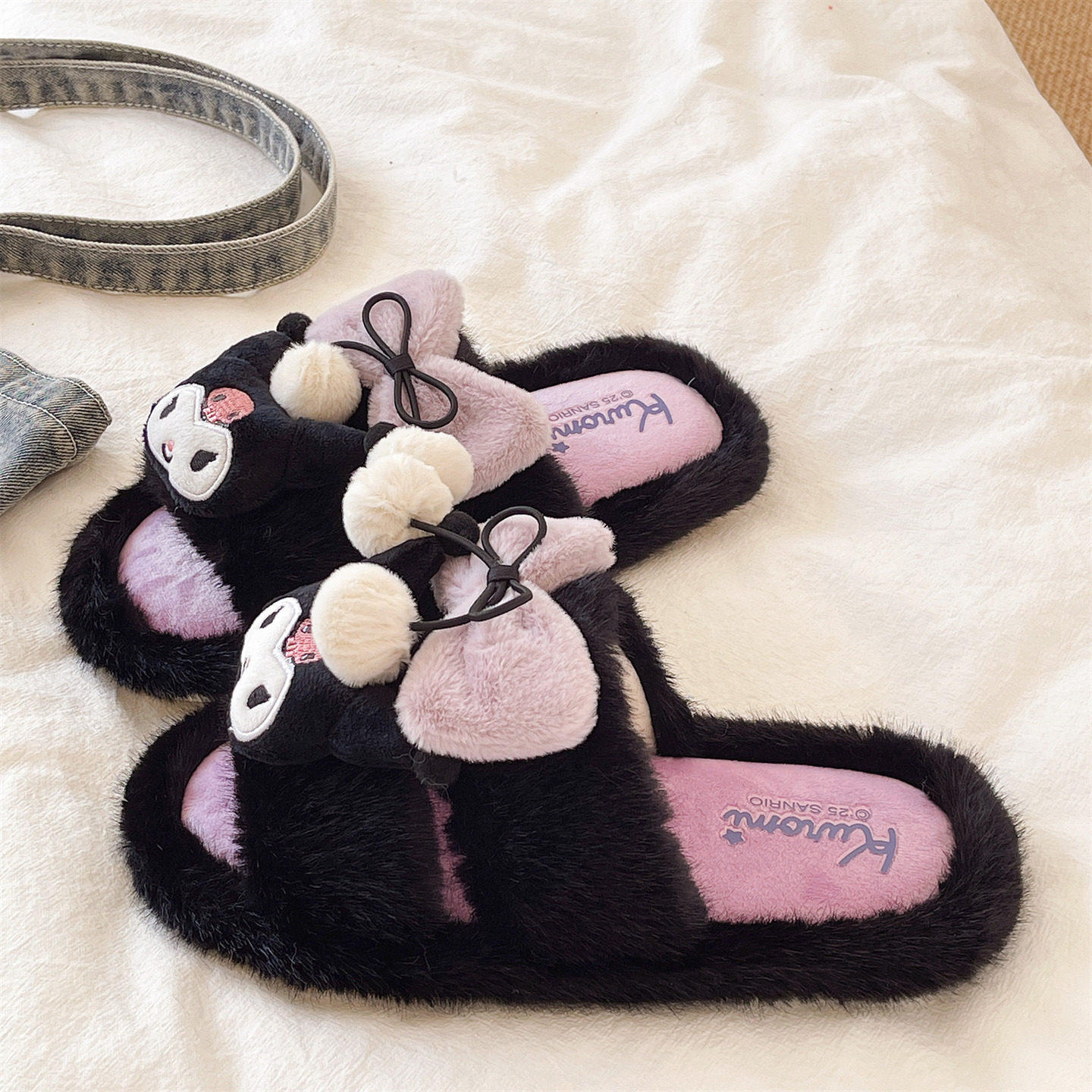 可爱毛毛拖鞋女秋冬季2025新款室内居家防滑一字拖保暖毛绒棉拖鞋,淘宝优惠券,粉丝福利购,淘宝优惠卷