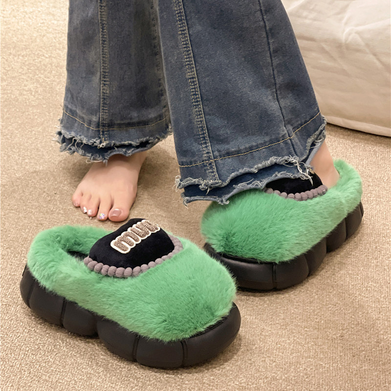 厚底高跟棉拖鞋女款秋冬季时尚外穿防滑室内家居毛绒保暖包头拖鞋,淘宝优惠券,粉丝福利购,淘宝优惠卷