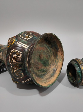 仿古青铜器铜壶摆件西周中期错金银十三年星壶博物馆古玩收藏