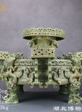 仿古青铜器方型铜樽扁壶储酒尊圆罍盛酒器兽面爵盉方彝摆件瓿瓶罐