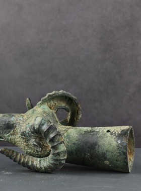 青铜器羊头杯内蒙古博物馆收藏定制内蒙古博物馆收藏长22高11