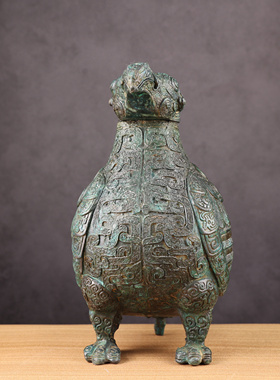 仿古青铜器郑州子乍弄鸟尊摆件春秋晚期山西太原盛酒器礼器收藏品