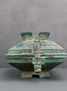 仿古青铜器铜簠盆龙纹簠豆方簠古玩收藏孔庙祭祀道具文庙礼器