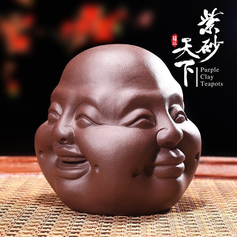 紫砂茶寵精品喜怒哀樂四面佛靈氣功夫茶道小茶玩雕塑擺件茶具配件