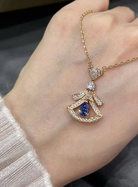 精工版蓝宝石小扇项链