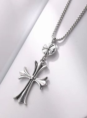欧美ins克罗伈十字架项链潮牌经典男女长款毛衣链个性吊坠配饰