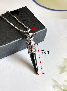 网红张雨绮同款狼牙吊坠男士潮摸金校尉摸金符霸气复古钛钢项链