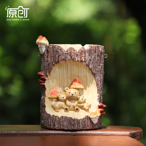 仿木质树桩树洞太阳能灯摆件户外庭院花园树上阳台氛围灯装饰挂件 - 图0