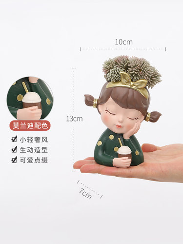 北欧花盆创意蝴蝶结女孩插花轻奢装饰品办公桌植物花器生日礼物女 - 图2