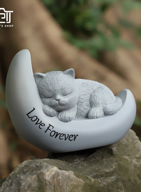 爱宠安睡户外庭院纪念碑宠物狗狗猫咪去世怀念悼念仿石树脂小摆件