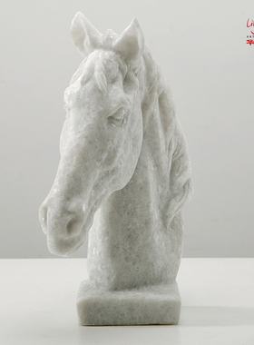 华伦水晶白现代客厅雕塑马工艺品