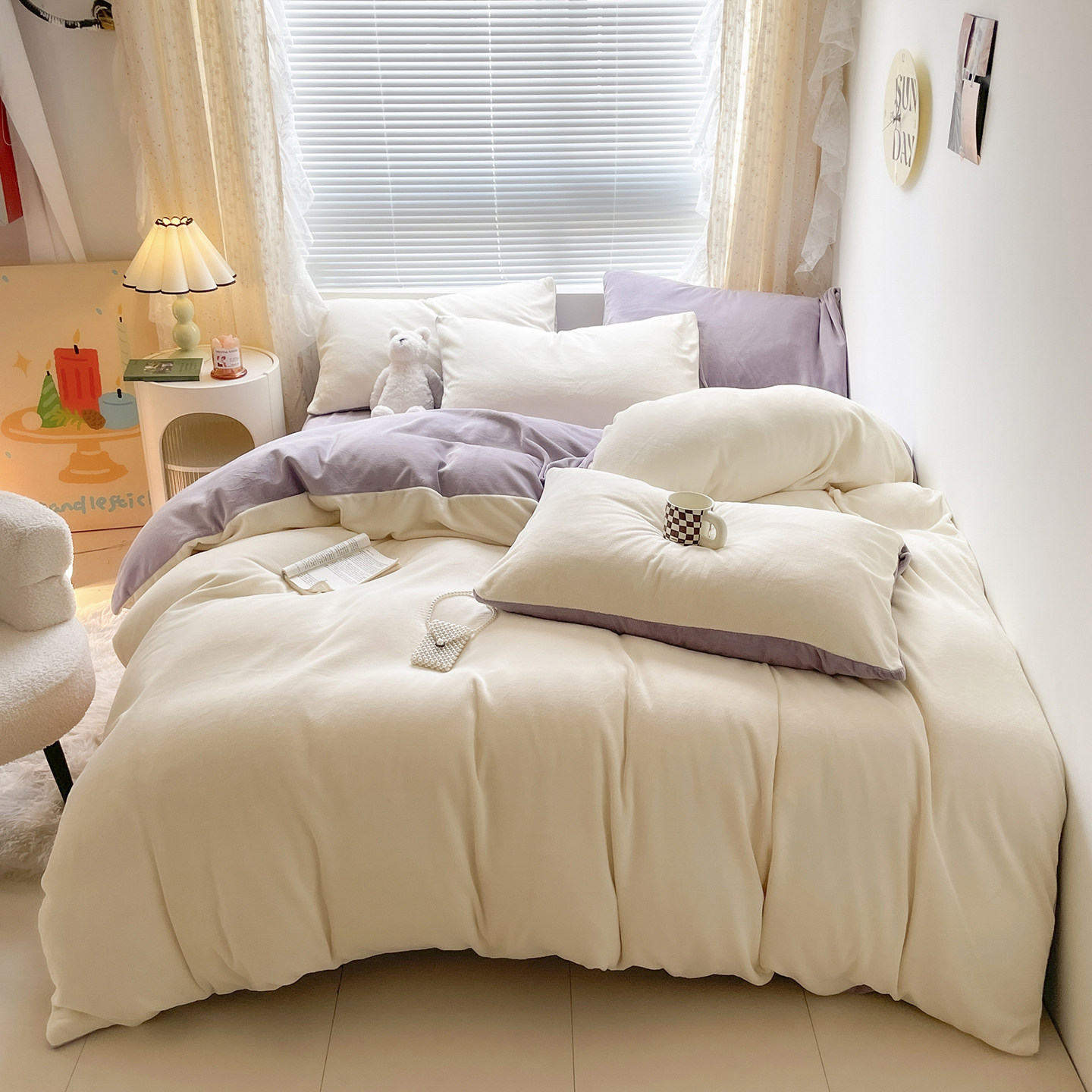 冬季牛奶绒床上床单珊瑚绒四件套双面绒2025新款法兰绒被套三件套