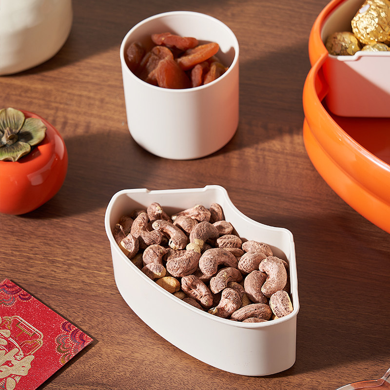 柿柿如意分格带盖果盒客厅茶几坚果糖果盒子中式家用客厅果盘,淘宝优惠券,粉丝福利购,淘宝优惠卷