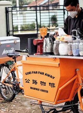 公路咖啡创意店文字玻璃