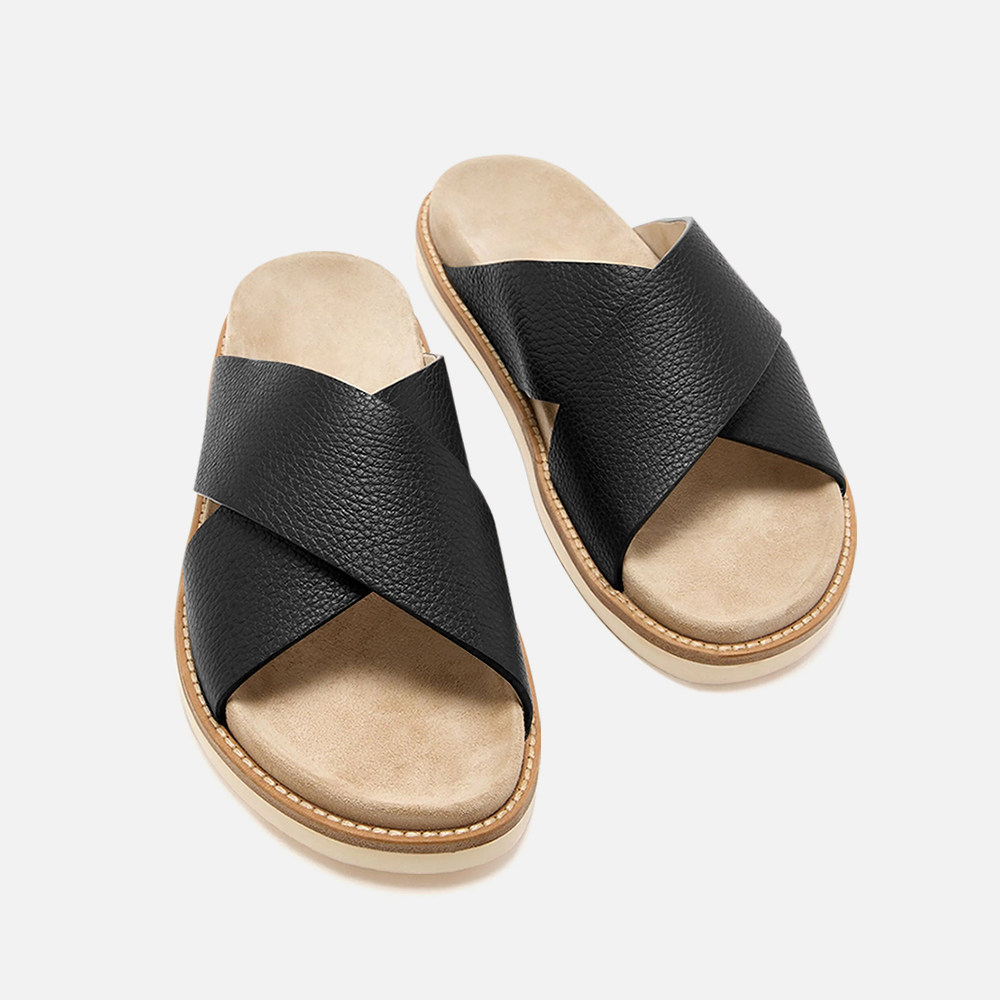 男士休闲拖鞋夏季透气交叉沙滩鞋潮牛皮时尚防滑凉拖鞋外穿一字拖,淘宝优惠券,粉丝福利购,淘宝优惠卷