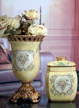 美式风格创意花瓶陶瓷三件套