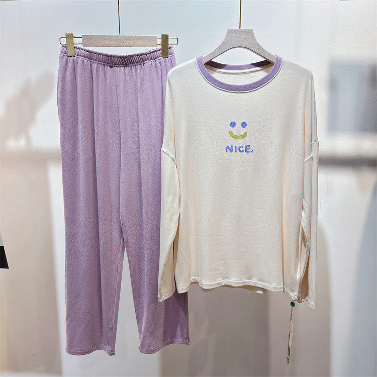 Jiarou women's bamboo fiber warm velvet skin-friendly pajamas set