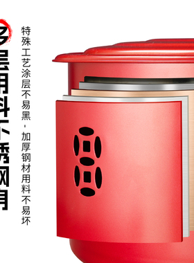 新款不锈钢加厚聚宝盆烧纸桶火盆不易黑烧金桶家用烧宝盆化宝盆