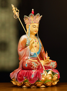 纯黄铜地藏王佛像彩绘地藏菩萨