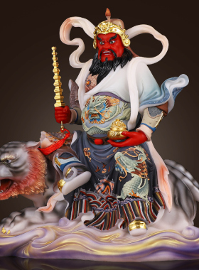 汉白玉骑虎武财神赵公明神像供奉