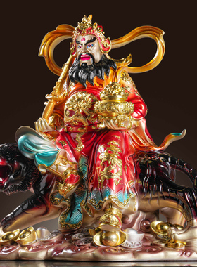 赵公明摆件环保树脂赵元帅骑虎像