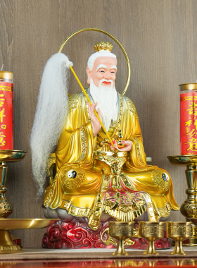 仿铜彩三清祖师爷太上老君道德元始灵宝天尊家用店铺供奉装饰摆件