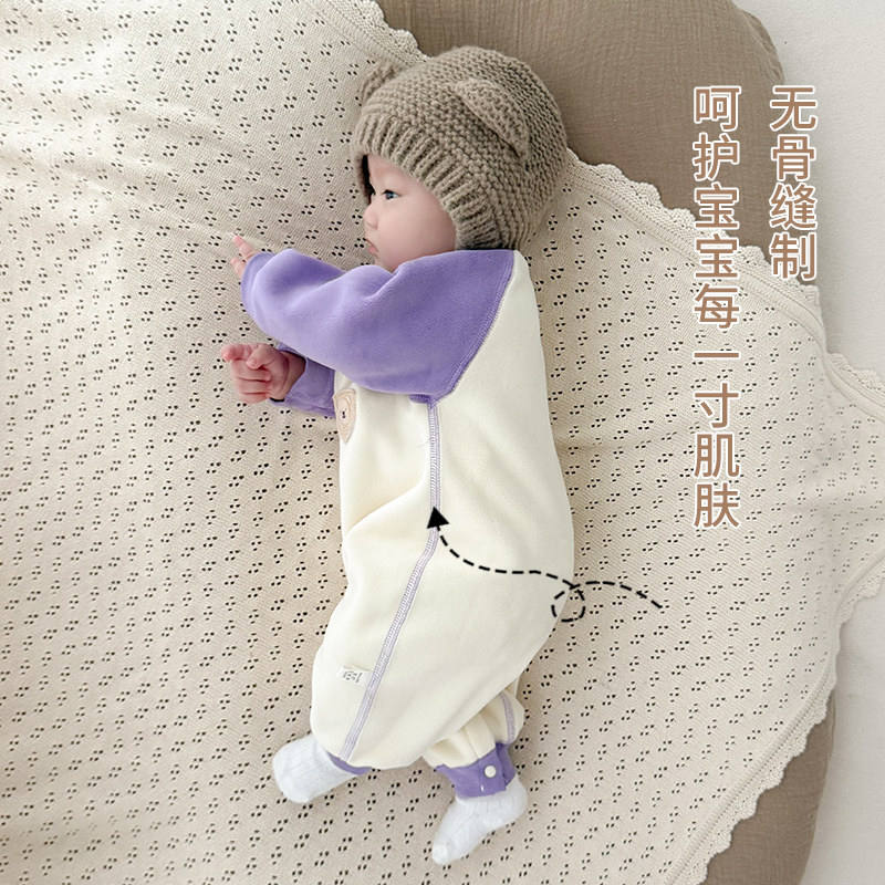 婴儿保暖连体衣春秋冬季加绒婴幼儿衣服新生儿宝宝睡衣外出服冬装,淘宝优惠券,粉丝福利购,淘宝优惠卷