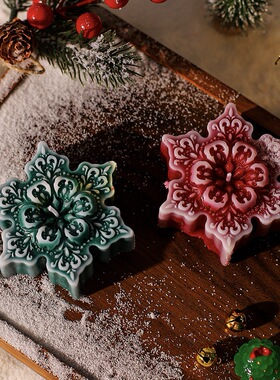 雪花香薰蜡烛氛围感装饰香氛摆件