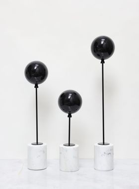 现代简约天然大理石金属圆球摆件