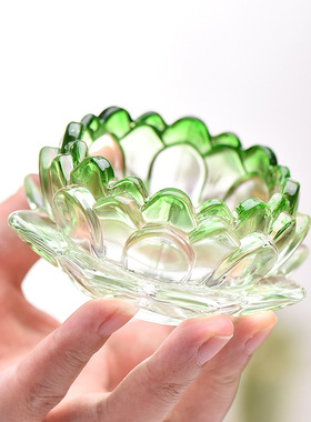 中式渐变莲花玻璃供佛长明烛台