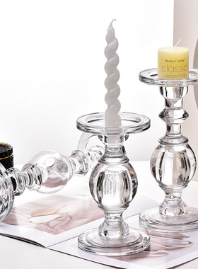 北欧高脚玻璃蜡烛烛台婚礼表白