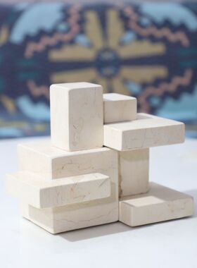 现代简约大理石几何桌面雕塑摆件