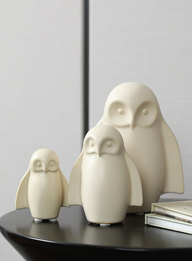 现代创意陶瓷猫头鹰工艺品摆件