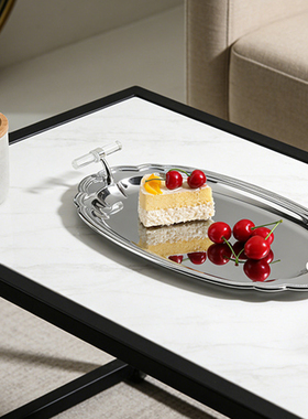 轻奢金属方形双柄茶具托盘摆件