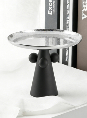 高级感圆形金属高脚水果托盘摆件