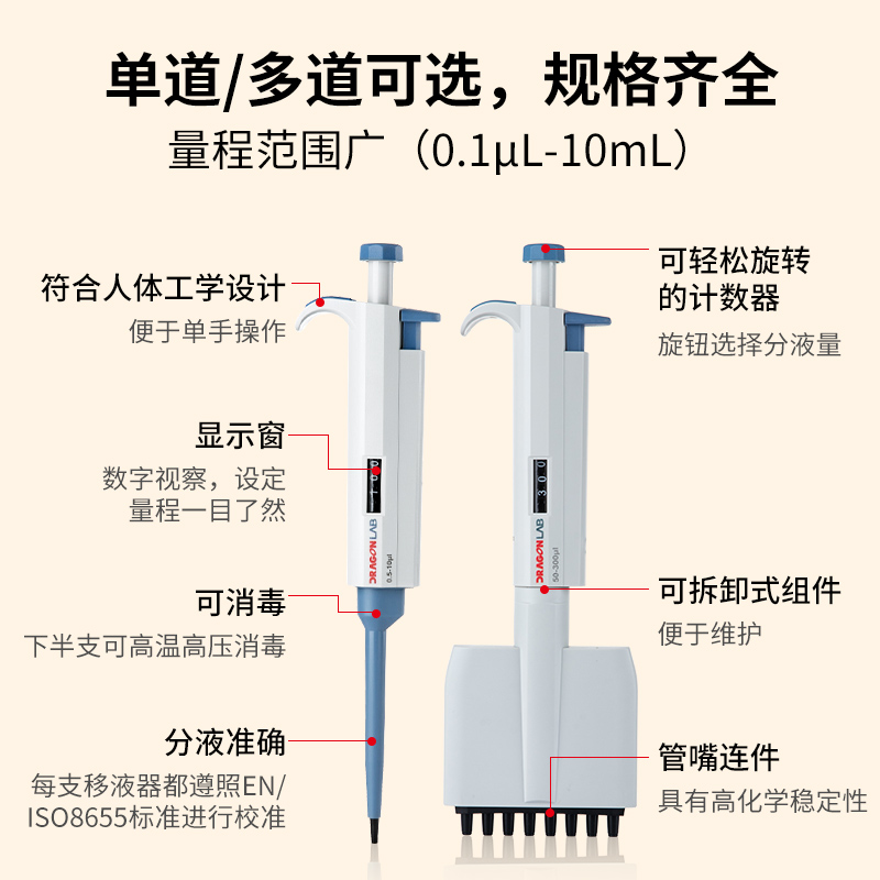 大龙移液器移液枪微定量单多八道手动可调排枪大容量加样器实验室-图1