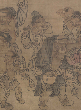 高清复刻刘履中田畯醉归图人物画