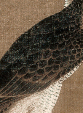 高清复刻元代徐泽架上鹰图国画工笔画雄鹰图宫廷画艺术微喷装饰画